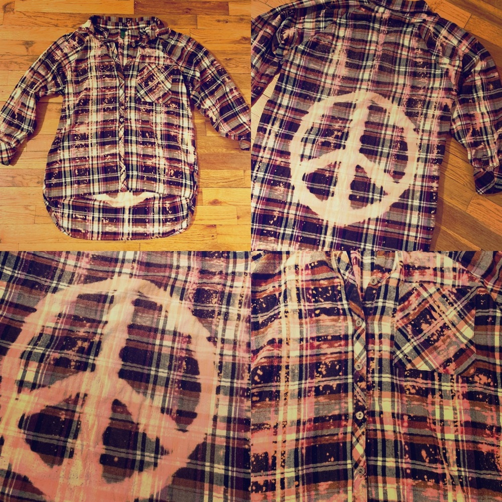 Bleached Peace Sign Flannel
